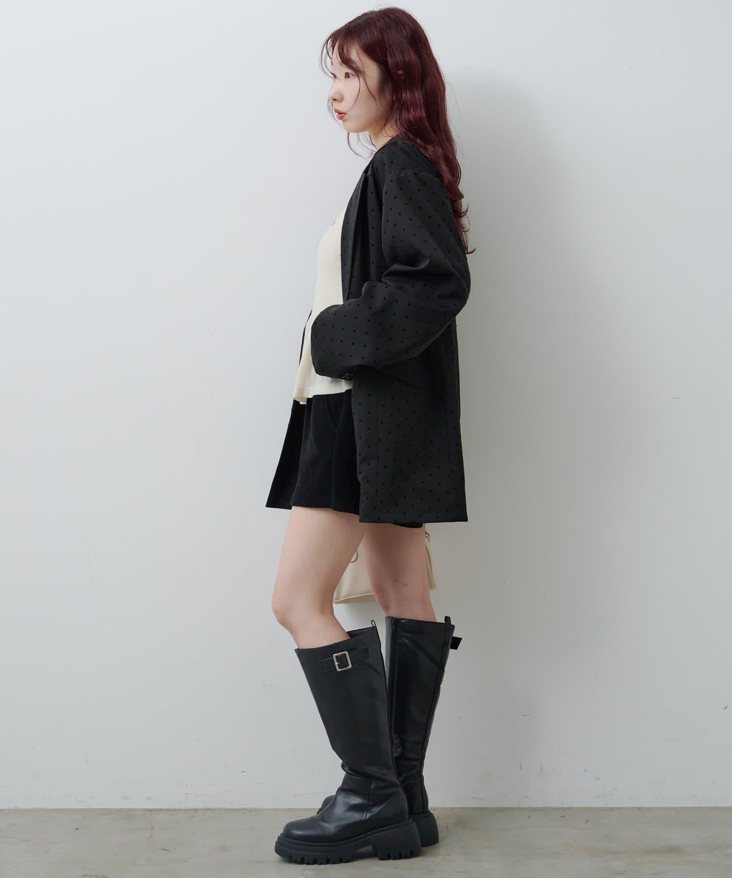 波點緞面西裝外套