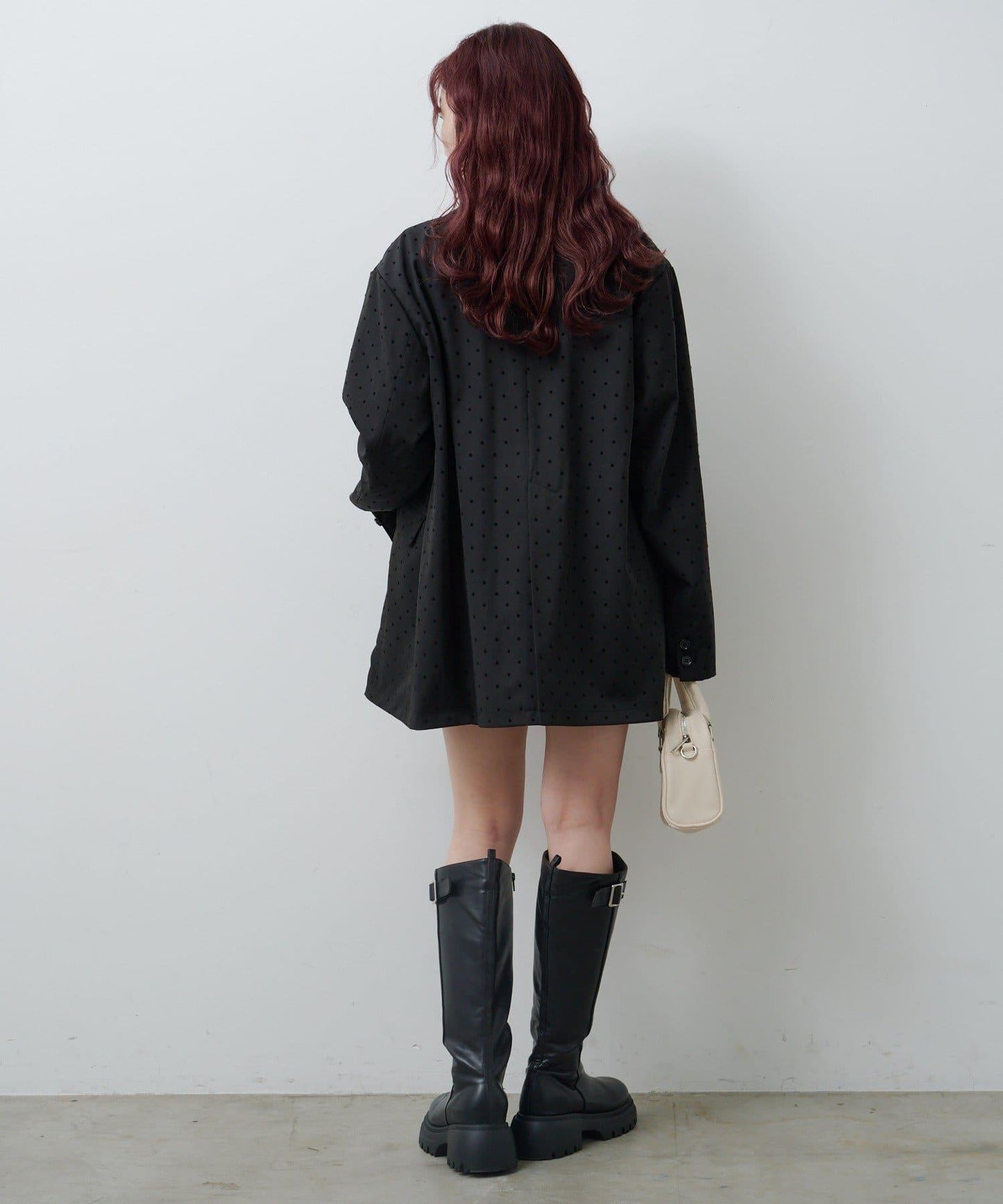 波點緞面西裝外套