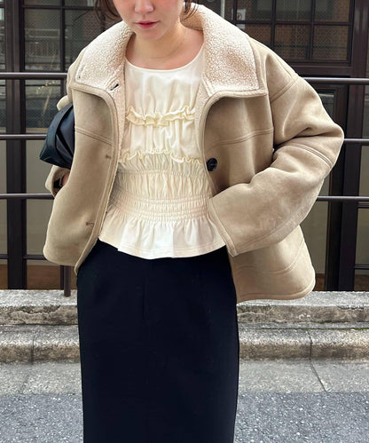 麂皮羊羔絨中長大衣