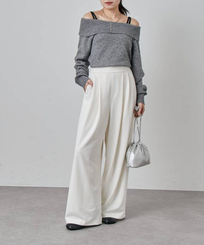 雙褶寬鬆長褲