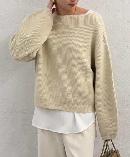 一字肩針織衫