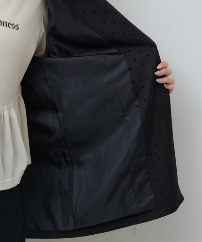 波點緞面西裝外套