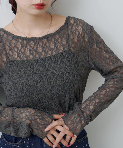 蕾絲透視上衣