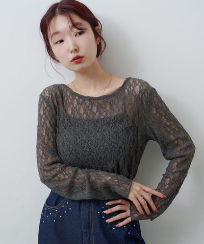 蕾絲透視上衣