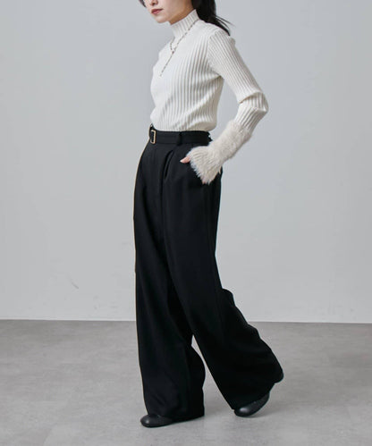 羽毛袖羅紋高領套頭衫