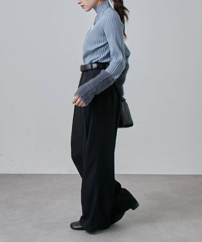 羽毛袖羅紋高領套頭衫