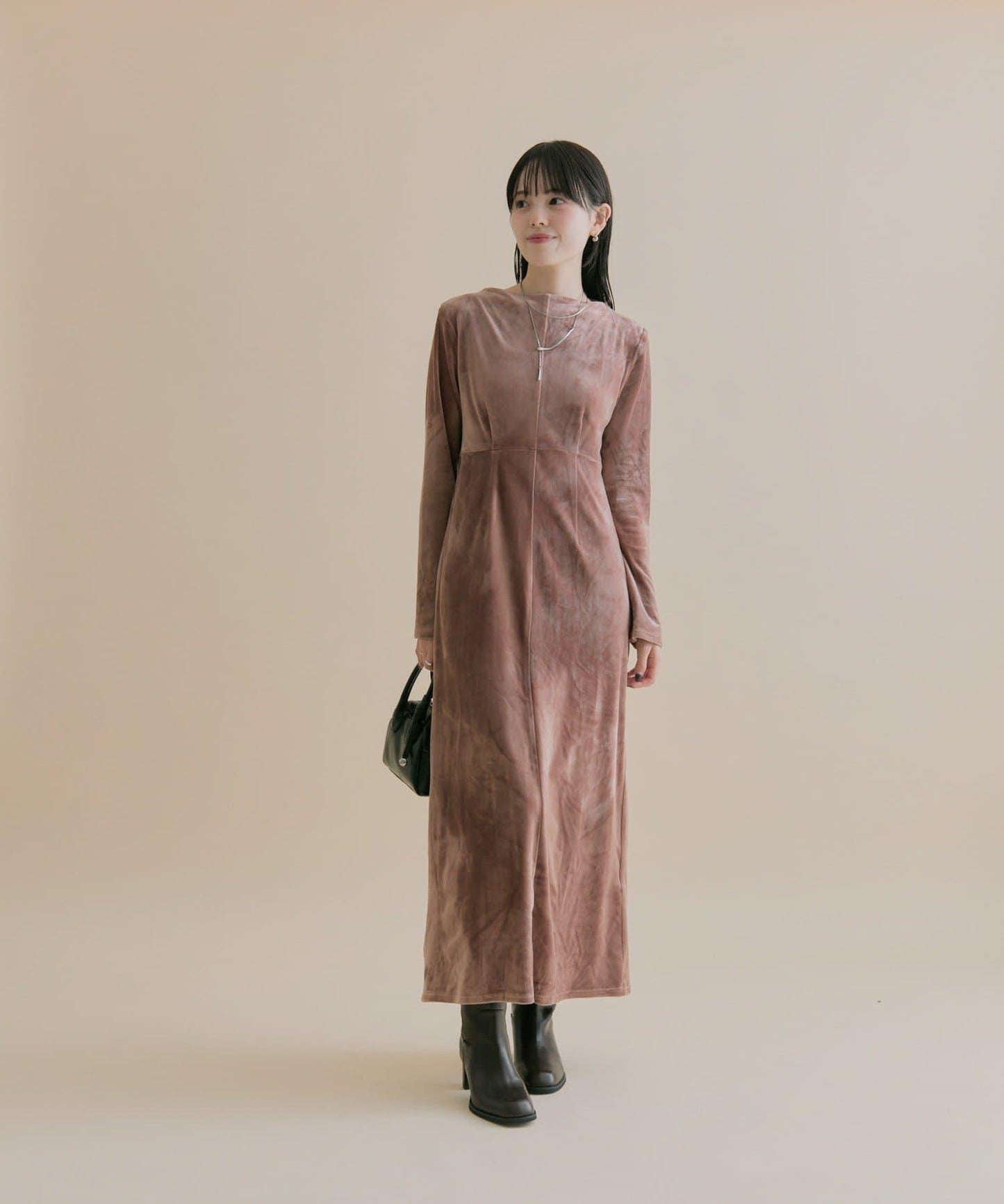 11/1（週六）12:00開始！【數量限定】【森川企畫】後背開口天鵝絨連衣裙