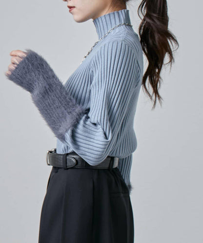 羽毛袖羅紋高領套頭衫