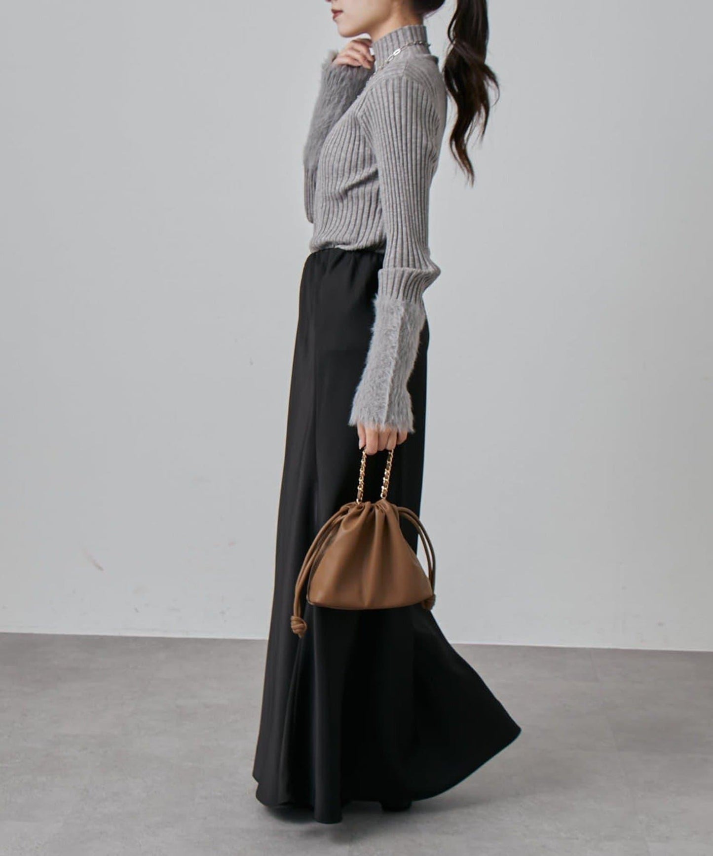 羽毛袖羅紋高領套頭衫