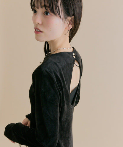 11/1（週六）12:00開始！【數量限定】【森川企畫】後背開口天鵝絨連衣裙