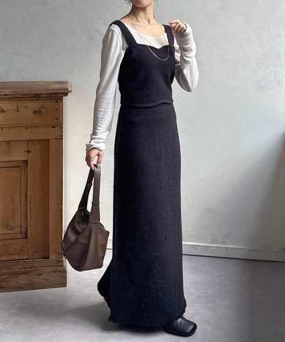 亮片針織吊帶背心×半身裙套裝