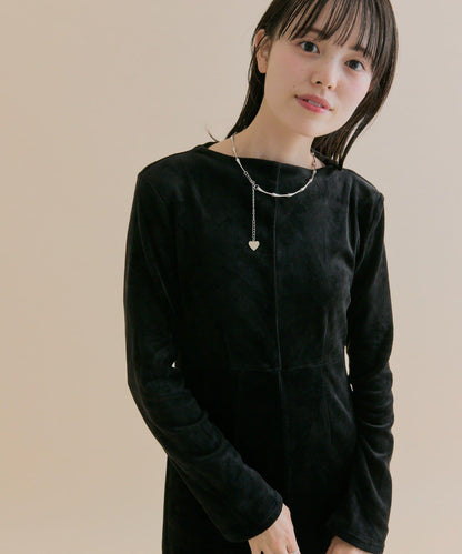 11/1（週六）12:00開始！【數量限定】【森川企畫】後背開口天鵝絨連衣裙