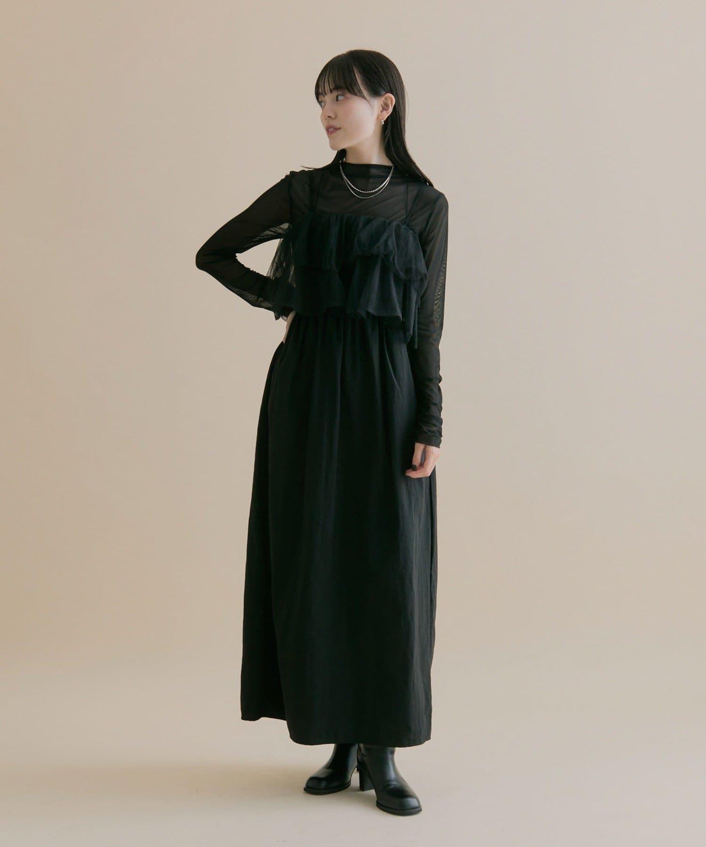 11/1（週六）12:00開始！【數量限定】【森川企畫】網紗吊帶連衣裙套裝