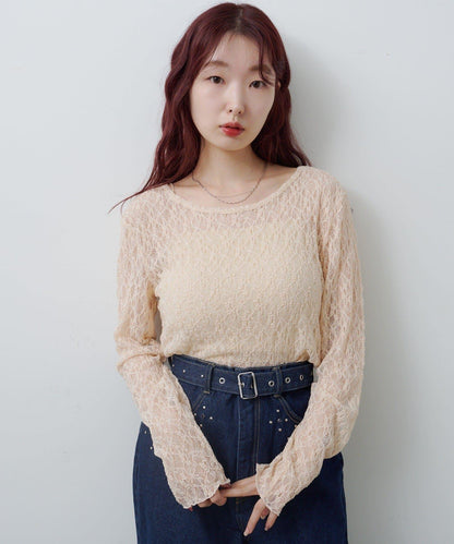 蕾絲透視上衣