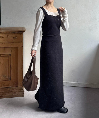 亮片針織吊帶背心×半身裙套裝