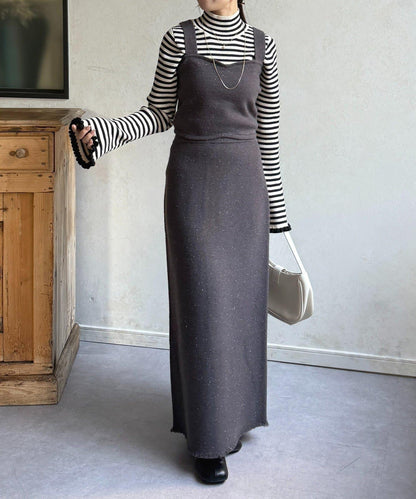 亮片針織吊帶背心×半身裙套裝