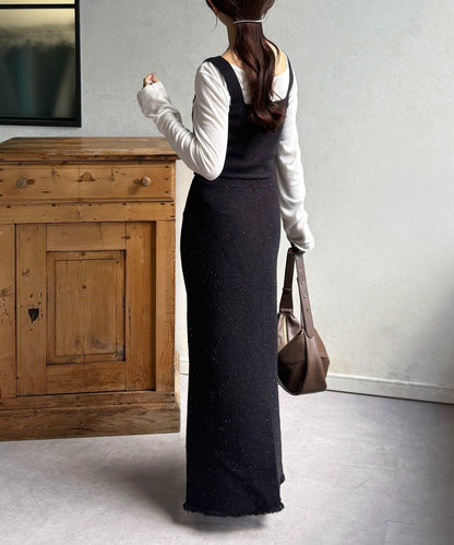 亮片針織吊帶背心×半身裙套裝