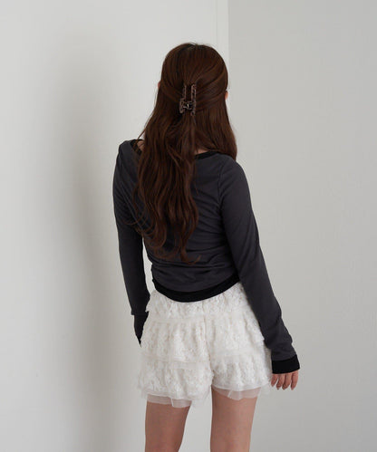 U領疊穿亨利長袖T恤