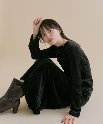 11/1（週六）12:00開始！【數量限定】【森川企畫】後背開口天鵝絨連衣裙