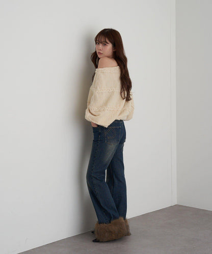 【RAY CASSIN】麻花寬鬆蝙蝠袖針織衫