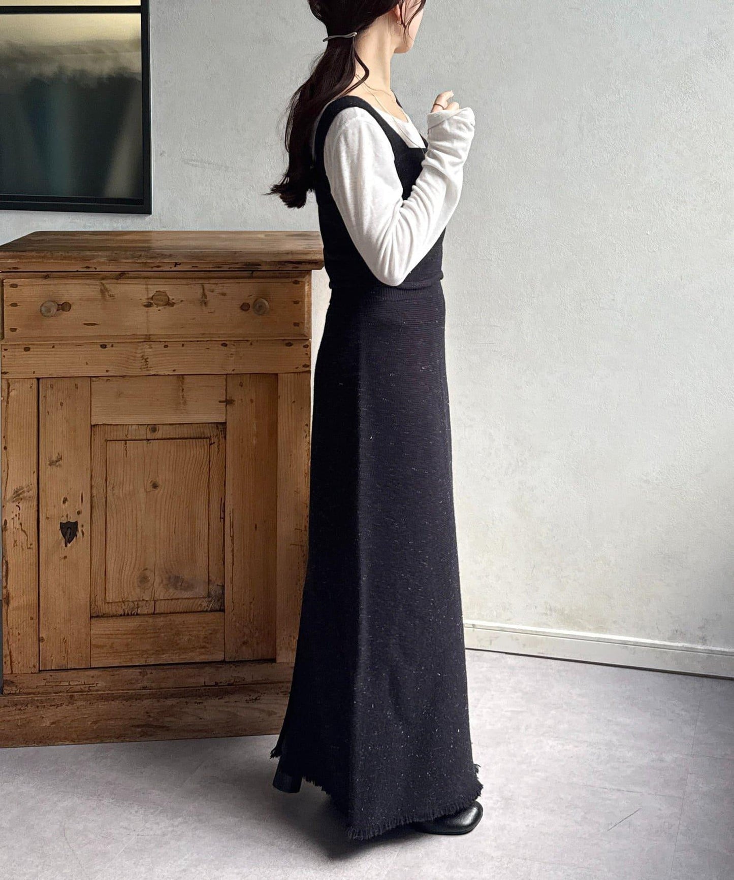 亮片針織吊帶背心×半身裙套裝