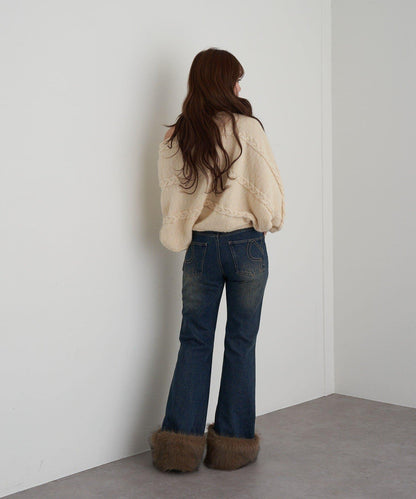 【RAY CASSIN】麻花寬鬆蝙蝠袖針織衫