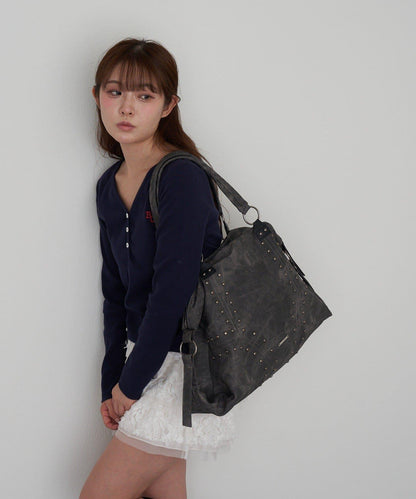 鉚釘裝飾托特包