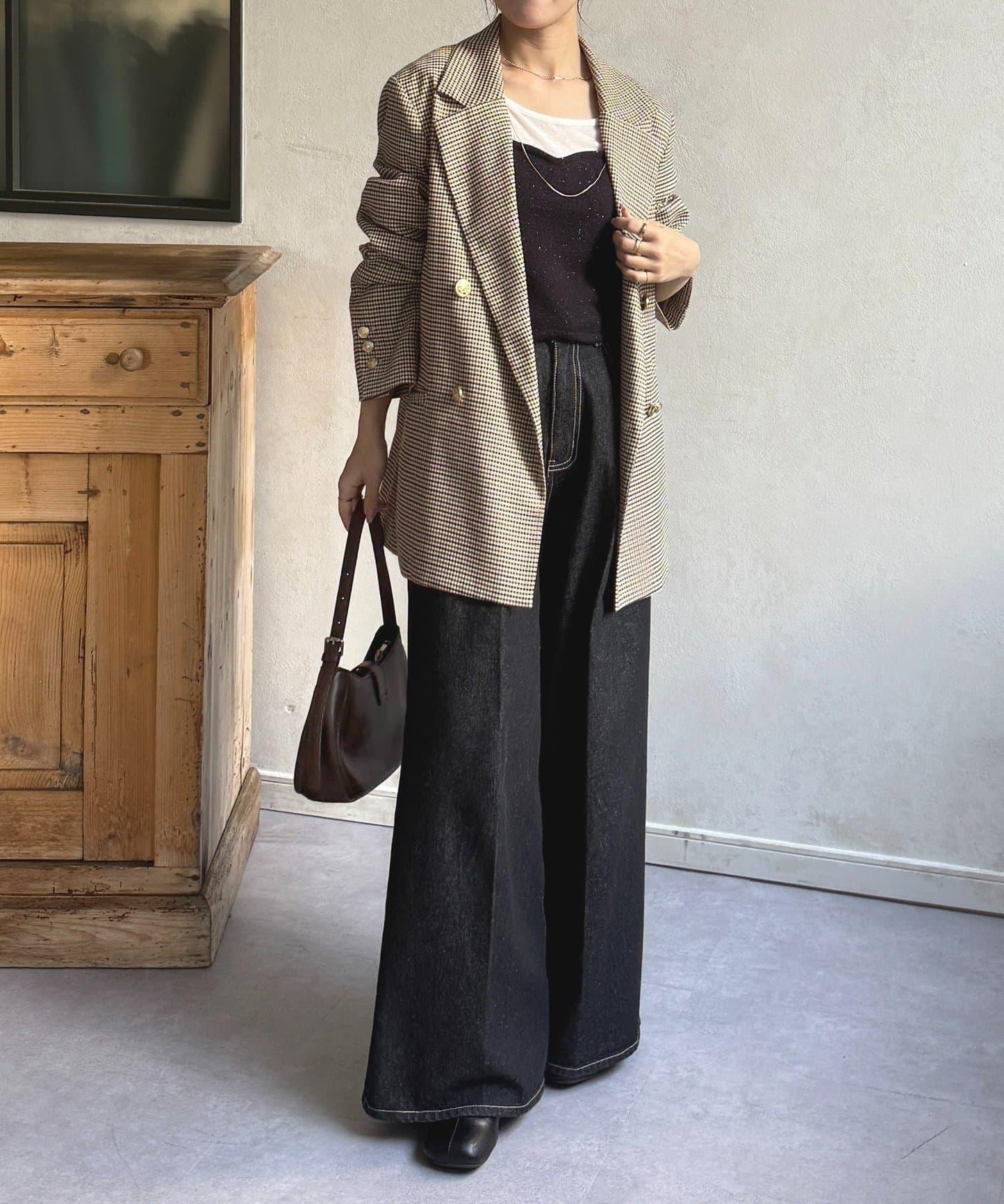 亮片針織吊帶背心×半身裙套裝