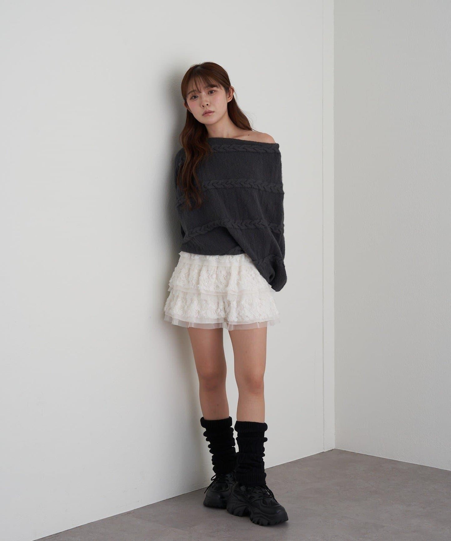 麻花寬鬆蝙蝠袖針織衫