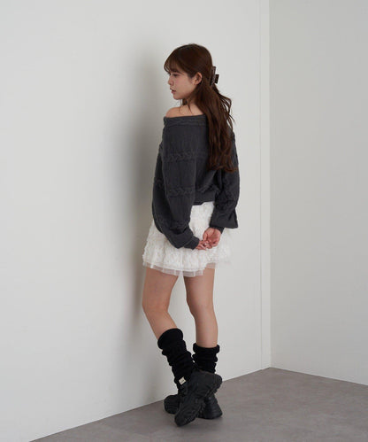 【RAY CASSIN】麻花寬鬆蝙蝠袖針織衫