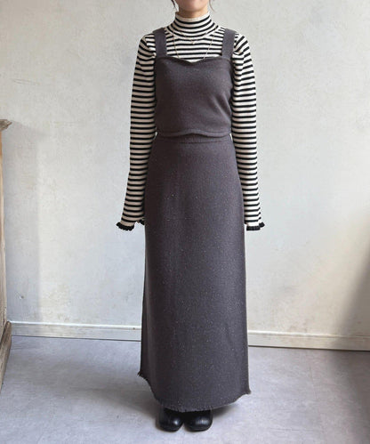 亮片針織吊帶背心×半身裙套裝