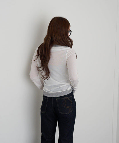 U領疊穿亨利長袖T恤