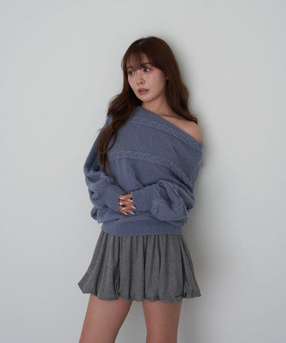 麻花寬鬆蝙蝠袖針織衫