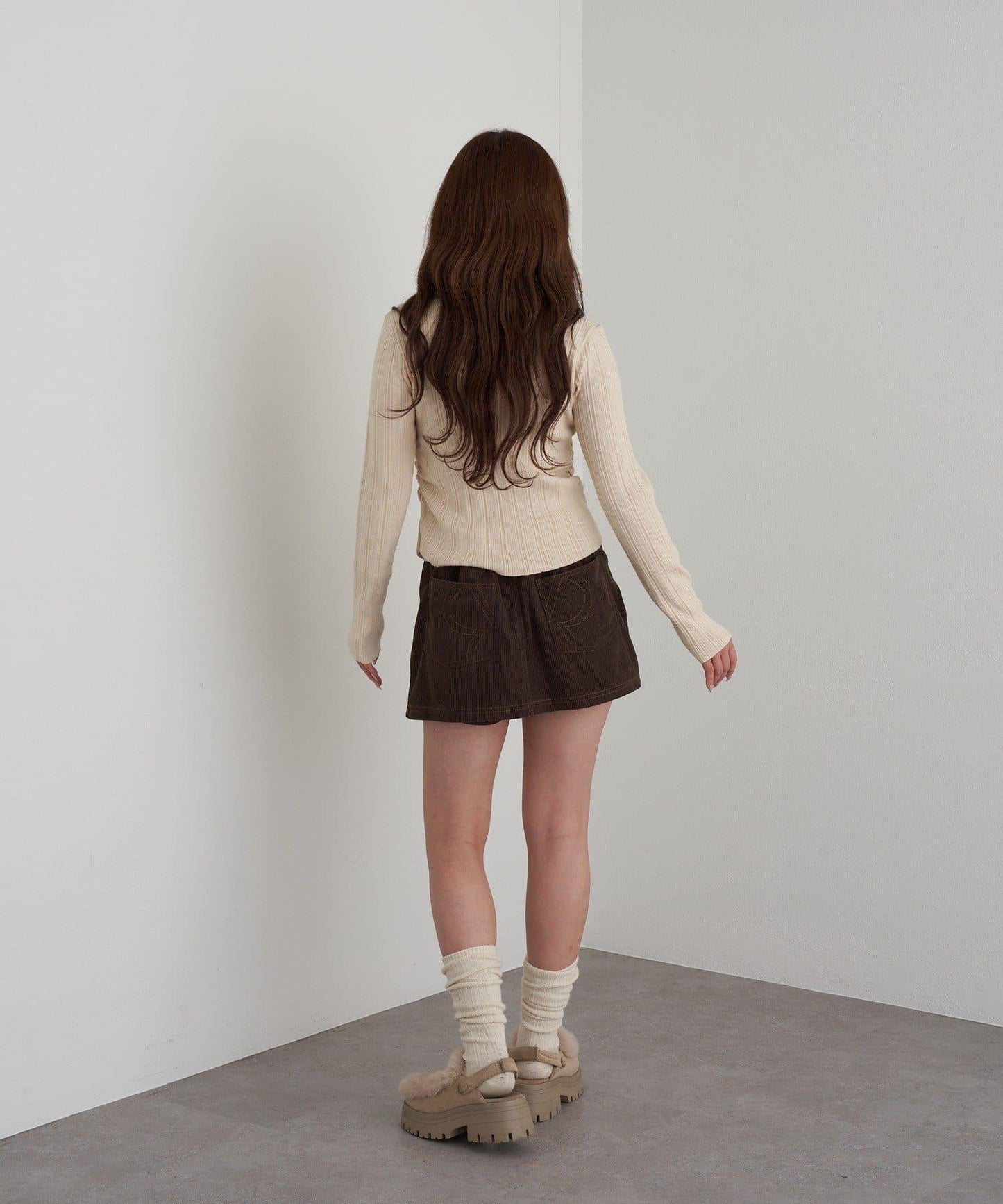 蕾絲拼接前開釦針織衫