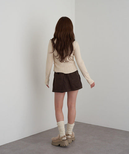 蕾絲拼接前開釦針織衫