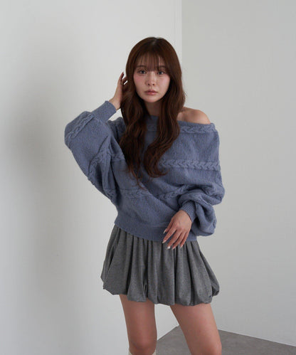 麻花寬鬆蝙蝠袖針織衫