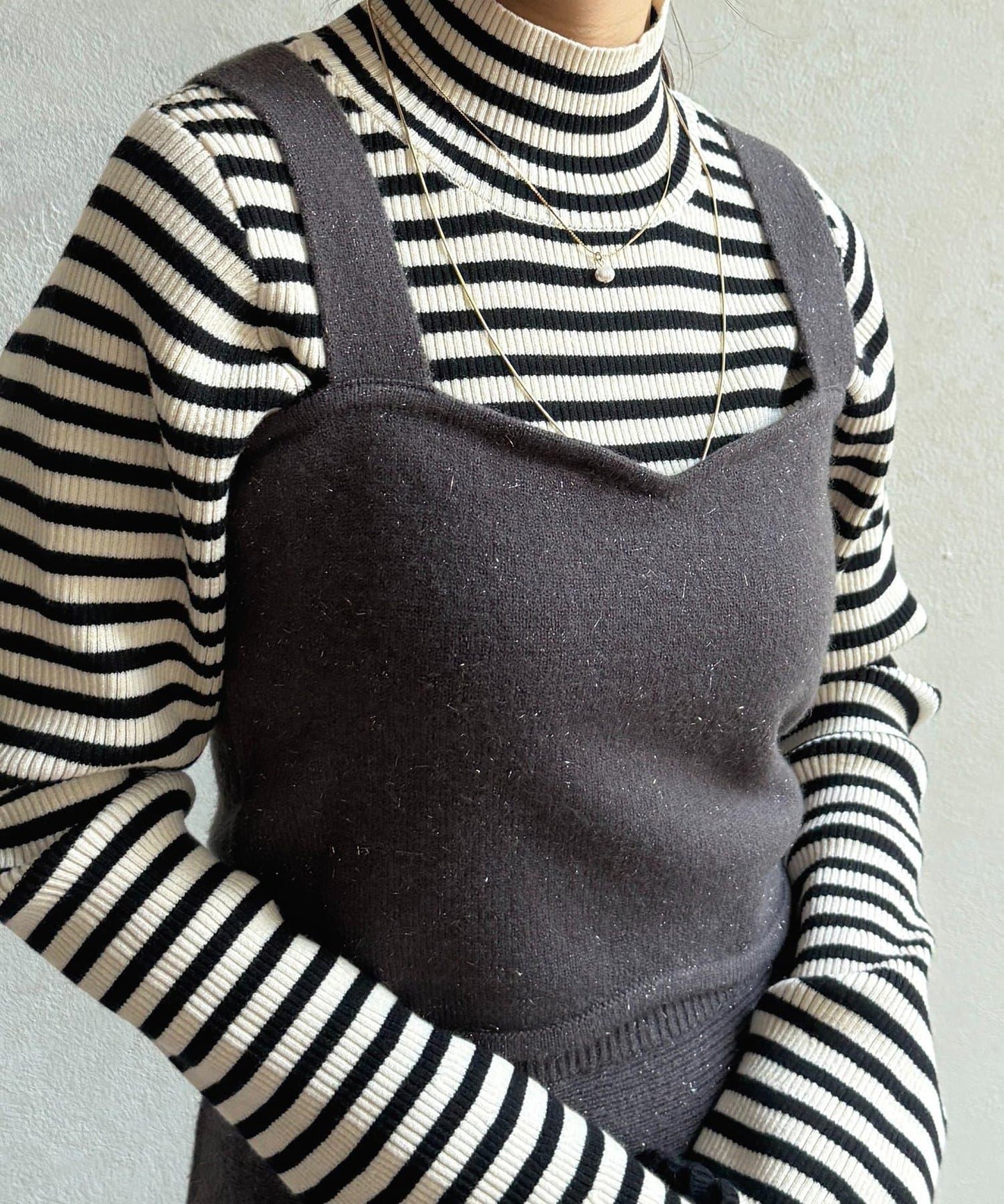 亮片針織吊帶背心×半身裙套裝