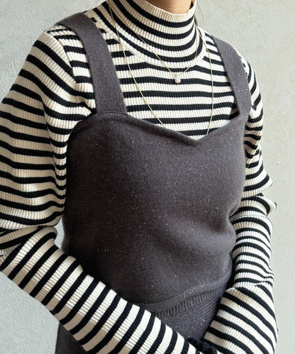 亮片針織吊帶背心×半身裙套裝