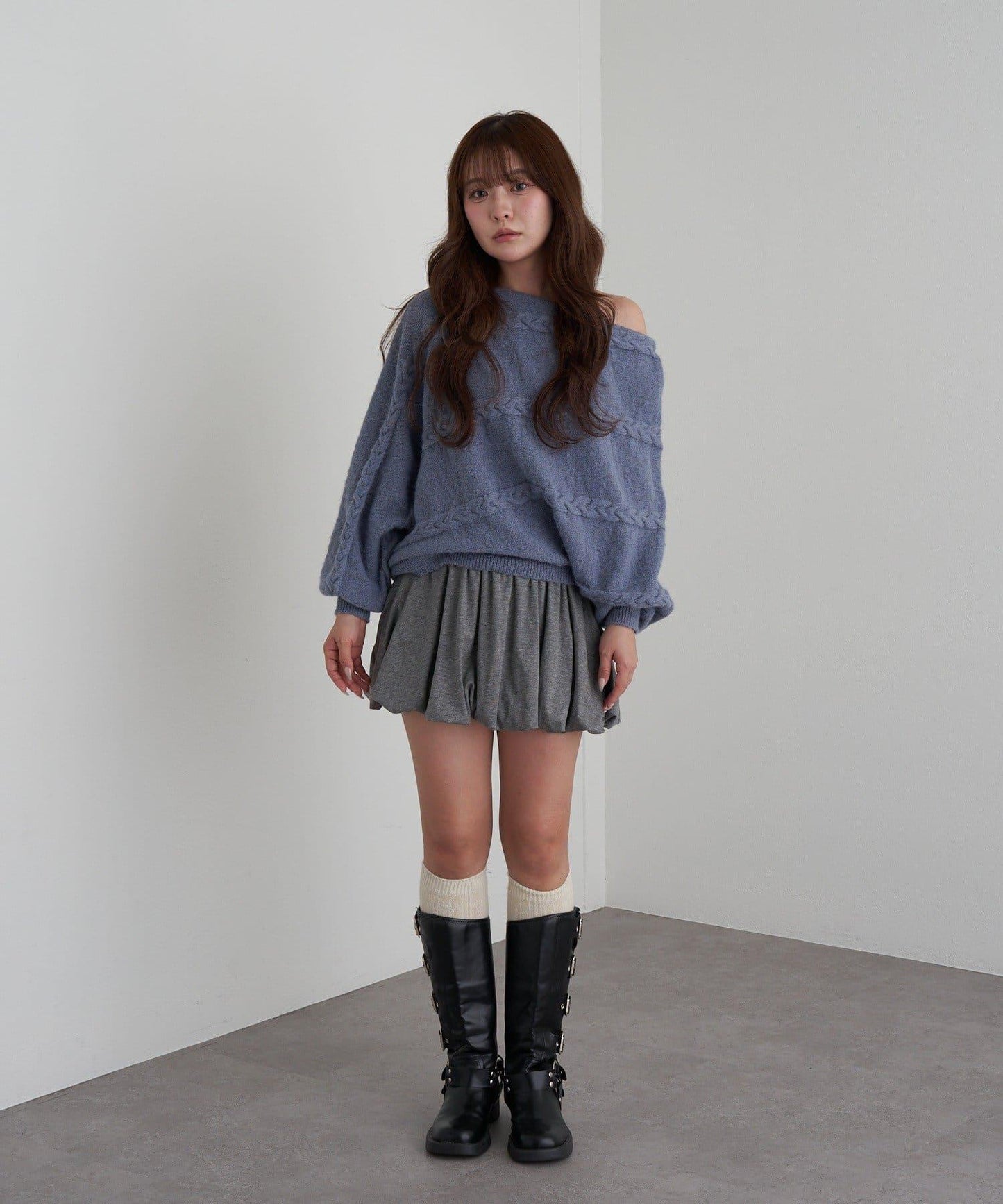 【RAY CASSIN】麻花寬鬆蝙蝠袖針織衫