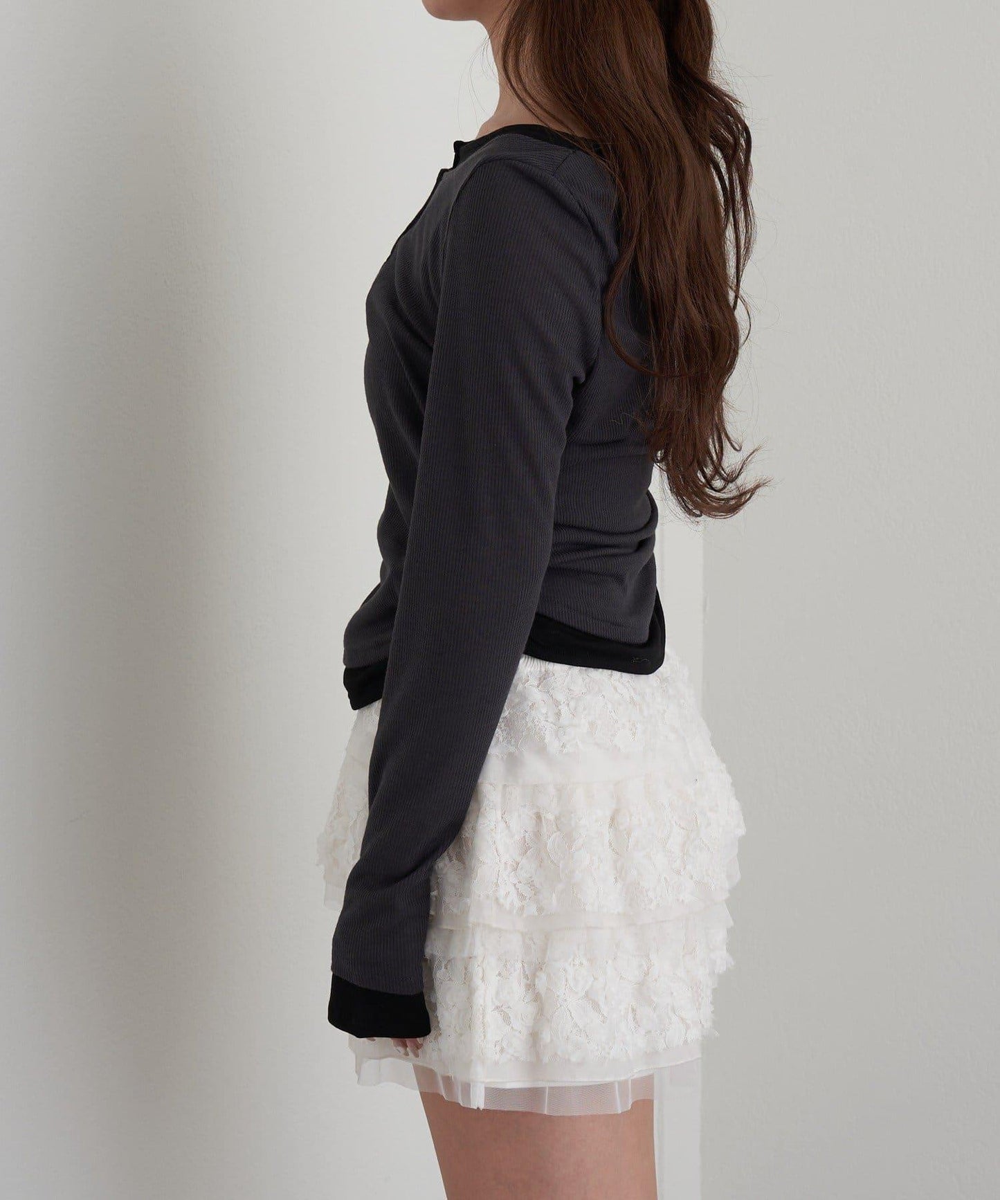 U領疊穿亨利長袖T恤