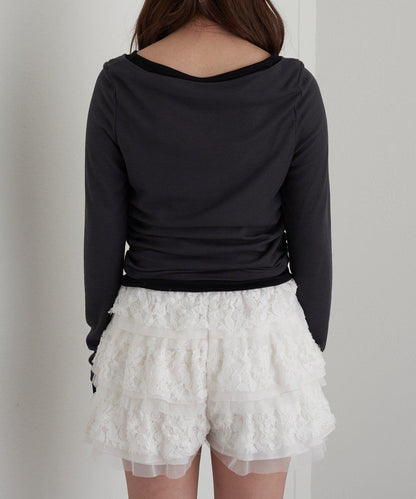 U領疊穿亨利長袖T恤