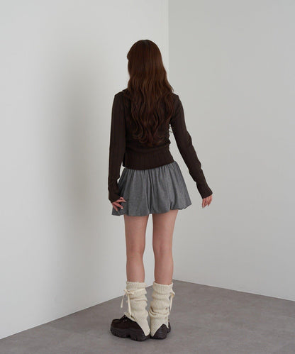 蕾絲拼接前開釦針織衫