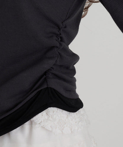 U領疊穿亨利長袖T恤