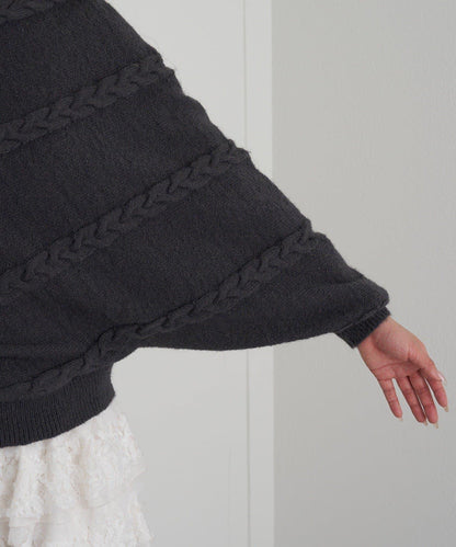 【RAY CASSIN】麻花寬鬆蝙蝠袖針織衫