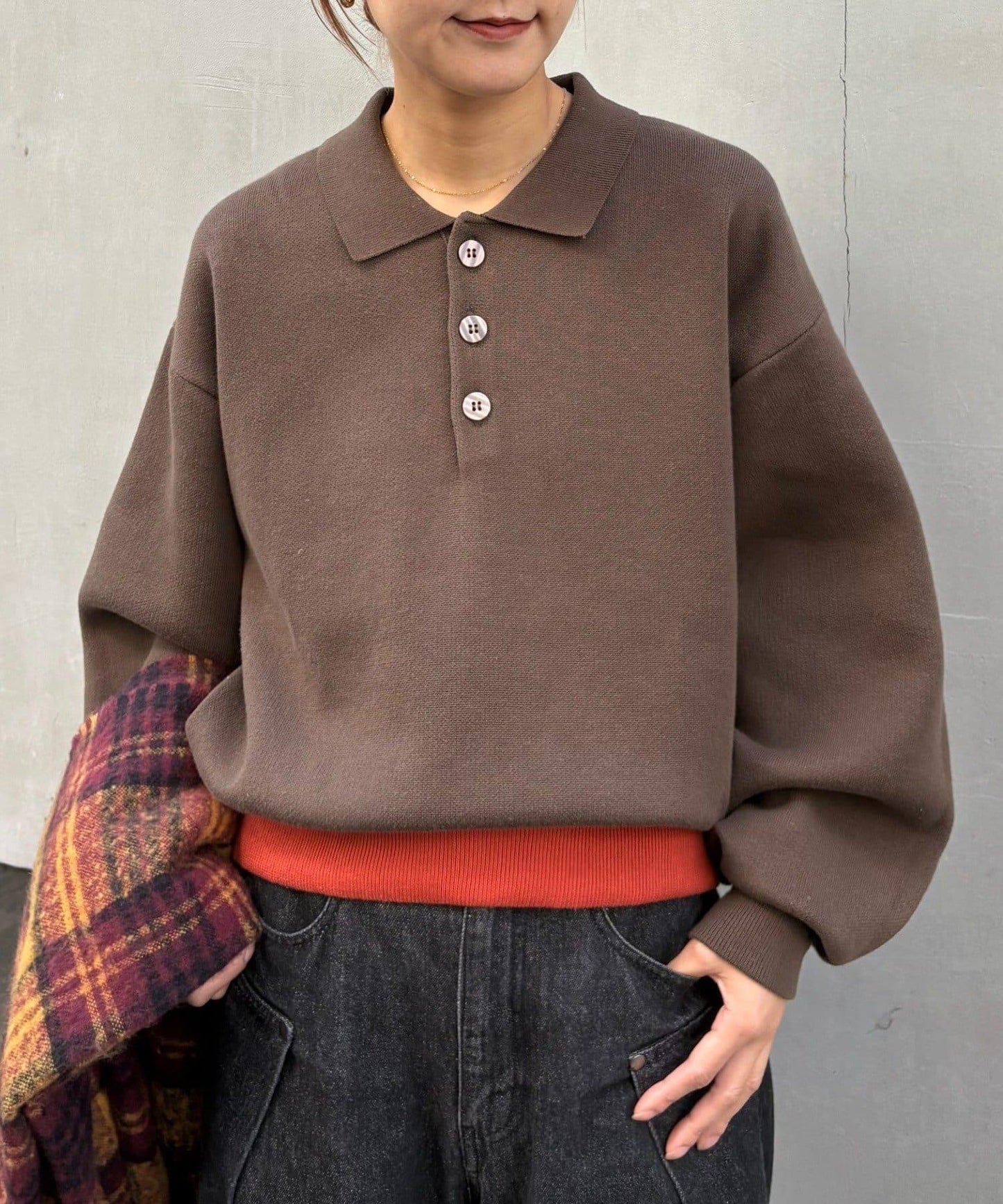 拼接羅紋下襬配色針織POLO衫