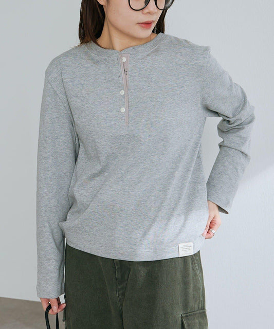 順滑磨毛雙面穿亨利領T恤