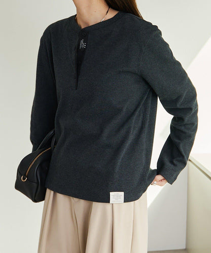 順滑磨毛雙面穿亨利領T恤