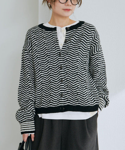 人字紋針織開衫