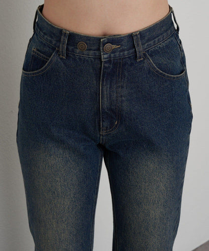 可拆卸毛絨拼接牛仔喇叭褲