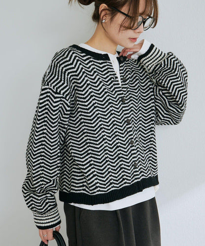 人字紋針織開衫